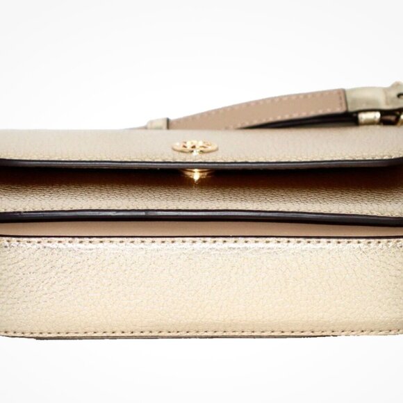 NWT Michael Kors Jet Set Travel Small Metallic Leather Crossbody - GOLD - Picture 9 of 12